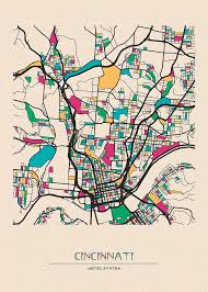 2716x1739 / 1,52 mb go to map. Cincinnati Ohio City Map Drawing By Inspirowl Design