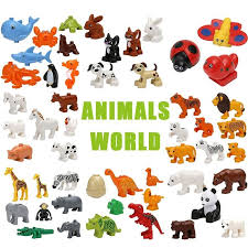 Big Animal Figures Compatible Duploed Big Size Building Block Diy Cartoon Animal Brick Educational Toy Educational Baby Toys Lego Duplo Animals Animal Figures