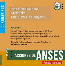 Fecha de pago del ife 3 para beneficiarios de la asignación universal, por embarazo y para quienes cobran por cbu. Calendario De Pagos Ingreso Familiar De Emergencia Ife Sunchales Meridiano Digital Grupo Meridiano