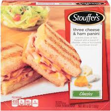 Cover by making a foil tent and add back to the oven for 20 minutes or until cheese is fully melted. Stouffer S Shaved Slices Of Ham Topped With A Blend Of Cheddar Swiss And Mozzarella On Sourdough Bread Three Cheese Ham Panini 6 Oz Instacart