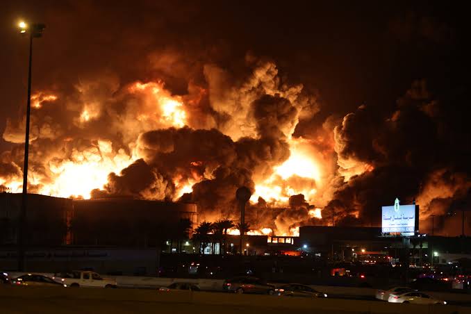 Saudi Aramco petroleum storage site hit by Houthi attack, fire erupts |  Reuters