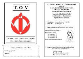 Los talleres de oración y vida son una nueva forma de evangelizacion. Taller De Oracion Y Vida 2014 2 Religion Y Creencia