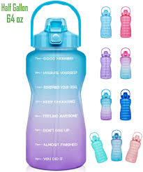 For example, to find out how many gallons there are in 64 fluid ounces, multiply 64 by 0.0078125, that makes 0.5 gallon in 64 fluid ounces. Venture Pal Large Half Gallon 64oz Motivational Water Bottle With Time Marker Straw Leakproof Tritan Bpa Free Water Jug Ensure You Drink Enough Water Daily For Fitness Gym And Outdoor Sports Walmart Com Walmart Com