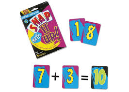 The person who shouts it first wins the whole pile of cards, and the person who has all the cards at the end is the winner. Snap It Up Addition Subtraction Card Game