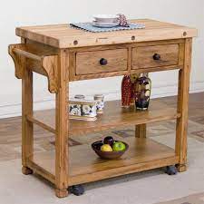 Sunny Designs 38 In L X 20 In W X 34 In H Rustic Oak Kitchen Island With Casters Portable Kitchen Island Kitchen Work Tables Butcher Block Kitchen