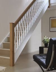 Modern spiral staircase with wood steps attached to central pool. Id Flo Modern White Primed Spindle 4 Pack Oak Stairs House Staircase Staircase Banister Ideas