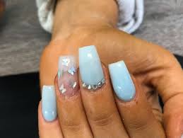 Beautiful baby blue butterfly nails + swarovski crystals. Eyewonder Nails Baby Blue Acrylic And Butterflies Facebook