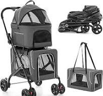 Oem Odm Pet Dog Cat Stroller Detachable Double Decker Outdoor Show Stroller  For
