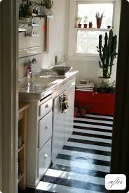 Bathroom Black And White Linoleum Before After Orlando S Striped Floor Design Sponge Diy Flooring Kitchen Flooring Diy Painted Floors