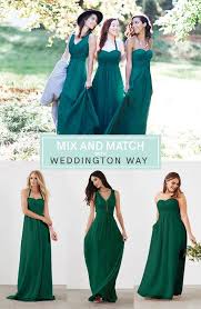 Mix And Match Styles In Evergreen With Weddington Way Long Bridesmaid Dresses Bridesmaid Dressing Gowns Weddington Way