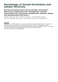 Download lagu mp3 & video: Pdf Anxiety And Depression Across Gender And Sexual Minorities Implications For Transgender Gender Nonconforming Pansexual Demisexual Asexual Queer And Questioning Individuals