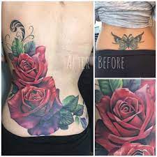 Amazing Realistic Rose Tattoo Cover Up Design Before And After The Originals Tattoo Rose Tattoo Cover Up Original Tattoos