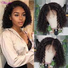 Women,s long kinky curly hair synthetic lace front wig for black women lace front wig gluless heat resistant natural hairline. Umylar Hair Deep Curly Lace Front Wigs With Baby Hair Brazilian Virgin Human Hair Bob Wig