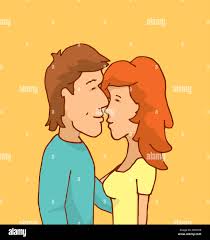 Ilustracion De Dibujos Animados De Un Par De Abrazos Y Besos Fotografia De Stock Alamy
