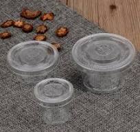 1.75oz Versatile Disposable Clear and Black Plastic Sauce Cups with Lids