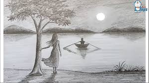 Dreamstime is the world`s largest stock photography community. How To Draw Scenery Of Moonlight Night By Pencil Sketch Step By Step Youtube
