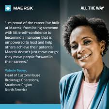 🌟 From Entry Writer to Regional Leader. Over nearly two decades at Maersk,  Valerie Toney has grown into a leader who inspires through action, empathy,  and vision. Now Head of Customs House