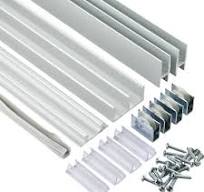 EZ Glide Aluminum Sliding Glass Door Track Set - 4 ft. w/Nylon Rollers for  1/4" Glass Panels - Customizable Cabinet & Commercial Use