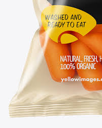 Plastic Bag With Baby Carrots Mockup In Bag Sack Mockups On Yellow Images Object Mockups