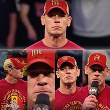 John Cena's face right before he tapped out… The face of a man who  gratefully accepted that his time was over and had no regrets about it.