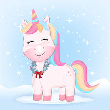 Weitere ideen zu einhorn, regenbogen einhorn, einhorn bilder. Unicorn With Wreath In Winter 1408255 Vector Art At Vecteezy