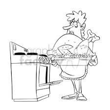 Find the perfect chef hat clip art black & white image. Women Cooking Huge Chicken For Dinner Black And White Clipart Commercial Use Gif Jpg Png Eps Svg Ai Pdf Clipart 394700 Graphics Factory