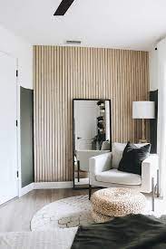 So the gap between each slat is the width of the small side of the board. Diy Wood Slat Wall Within The Grove