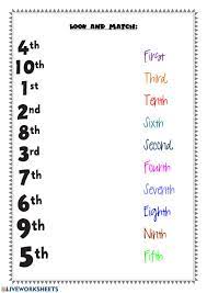 The numbers can have different names too. Ordinal Numbers Interactive Activity