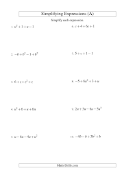 Algebra 2 worksheet, practice algebra expression evaluation pdf. Algebra Worksheet Simplifying Algebraic Expressions With One Variable And Four Terms Addition A Expresiones Algebraicas Expresiones Matematicas Expresiones