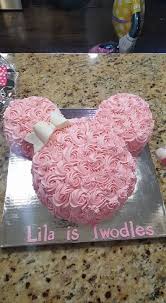 Omg Disney Rosette Cake I Love This So Much If We Have A Baby Girl She Will Totally Have This Minnie Mouse Birthday Cakes Birthday Cake Girls Minnie Cake