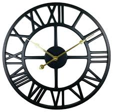 Large skeleton home garden wall clock roman numeral open face modern metal round. Black Metal Roman Numeral Wall Clock 39cm Skeleton Round Open Face Numerals For Sale Online Ebay