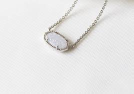 Retail 65 00 Plus Tax A Dainty Stone And Delicate Metallic Chain Combine To Create The Elisa Silver Pendant Neckla Silver Necklace Pendant Necklace Necklace