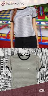 Black And White Brandy Melville Shirt Brandy Melville Stripe Nadine Alien Patch Top Clothes Design Tops Fashion Design