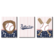 Baseball stitching painted on the wall is quite a simple wall treatment that makes a big impact. Batter Up Baseball Sports Themed Nursery Wall Art Kids Room Decor And Game Room Home Decorations 7 5 X 10 Inches Set Of 3 Prints Walmart Com Walmart Com