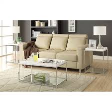 The table is made out of a 3 thick lucite beautifully polished to give it a crystal clear and luxurious shine. Convenience Concepts Palm Beach Clear Glass Coffee Table With White Trays 131382w
