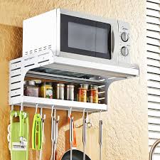 Punch Freies Raum Aluminium Mikrowelle Wandhalterung Mikrowelle Regal 2 Lagen Ofen Stand Kuche Lagerregal Lu 50 Mikrowelle Regal Regal Mikrowelle Wandhalterung
