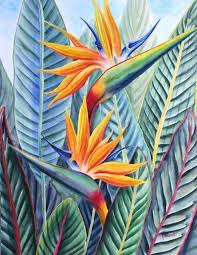 Painting Oil Painting Bird Of Paradise Flower Bird Of Paradise Painting Floravita Reverse Painted Glass Chandeliers Paradise Painting Flower Painting Love Birds Painting