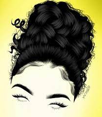 High Curly Messy Bun Hair Style Black Art Painting Black Girl Art Black Love Art