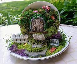 Miniature Teacup Hobbit Door Garden Kit Miniature Fairy Gardens Fairy Teacup Garden Teacup Gardens