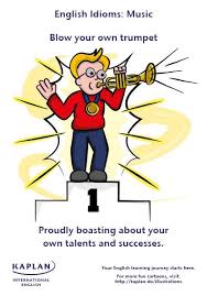 Bird On The Head Figure Of Speech Idioms Blow Your Own Trumpet Modismos Ingleses Modismos Frases En Ingles