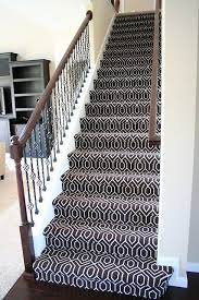 Black Carpet With White Patterns On This Staircase Is A Great Contrast To The White Walls Carpet Stair Carpet Staircase Patterned Stair Carpet Stairway Carpet