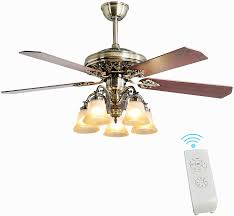 Flush mount ceiling fans : Buy Indoor Ceiling Fan Light Fixtures Finxin New Bronze Remote Led 52 Ceiling Fans For Bedroom Living Room Dining Room Including Motor 5 Light 5 Blades Remote Switch New Bronze Online In Indonesia B07z4v3l5g