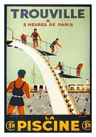 Swimming And Diving Trouville La Piscine C 1930 Vintage Poster Reprint Editions Clouets Swimming Posters French Poster Old Commercials