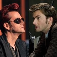 It's the kind of evening where we sit and ponder what would happen if Ten  and Crowley teamed up… 🌀 The Doctor crashes through time and space in a  blue box, saving