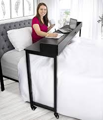 Amazon Com Joy Overbed Table With Wheels Height Adjustable Rolling Bed Desk For Full Queen Beds Mobile Multi Funct In 2020 Overbed Table Adjustable Beds Bed Table