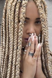 Black And Brown Box Braids With Beads Ecstasymodels Hair Rings African Braids Hairstyles Blonde Braids