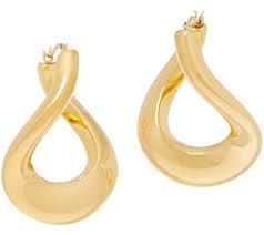 Oro Nuovo Polished Twisted Hoop Earrings 14k Gold Over Resin Qvc Com Earrings Expensive Earrings Gold Snake Chain