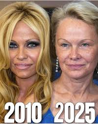 Pamela Anderson: 2010 vs. 2025 💋 From bombshell glam to bare-faced  grace..🌿