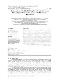 Pdf Optimization Of Modified Sliding Mode Controller For An Electro Hydraulic Actuator System With Mismatched Disturbance