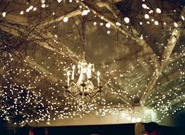 Romantic Wedding Reception Light Idea Twinkle Lights And Chandelier For Wedding Keepsake Memories Photography Twinkle Lights Wedding Wedding Lights Wedding